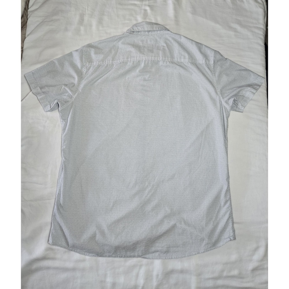 APT.9 Premier Flex Men's Short Sleeve Geometric Button-Up Shirt White Navy L - Picture 4 of 4